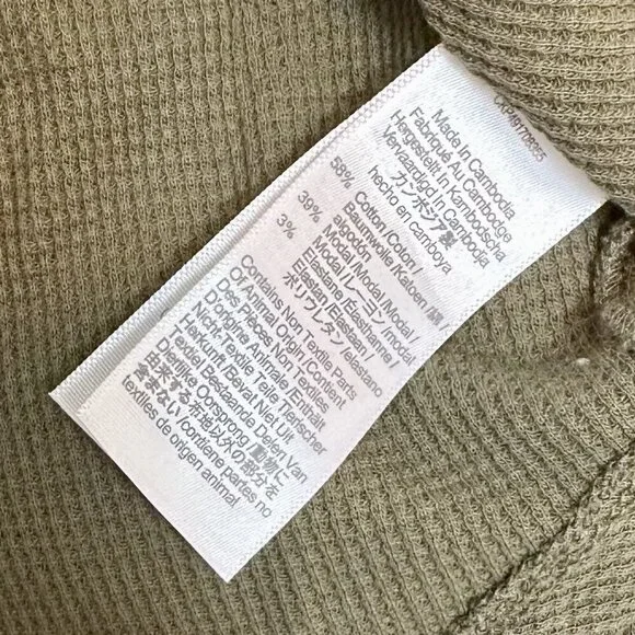 NWT Madewell Olive Green Waffle-Knit Scoopneck Henley Tee - XXS - Picture 5 of 8